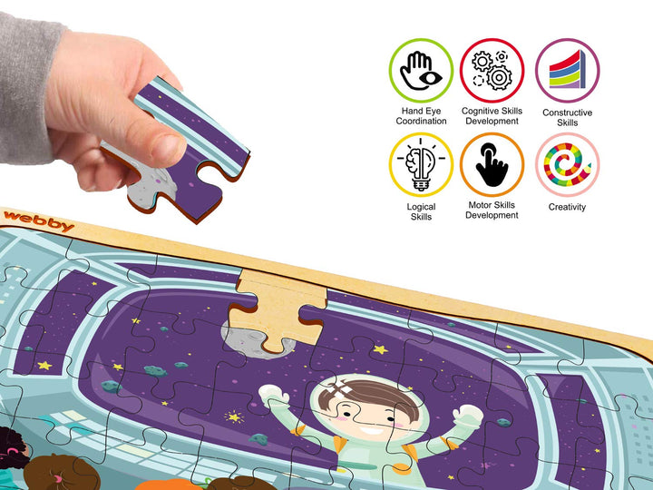 Webby Kids Space Ship Observing Wooden Floor Puzzle, 40 Pcs