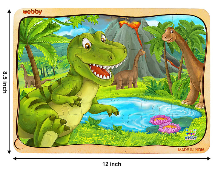 Webby Dino Park Wooden Jigsaw Puzzle, 24pcs, Multicolor