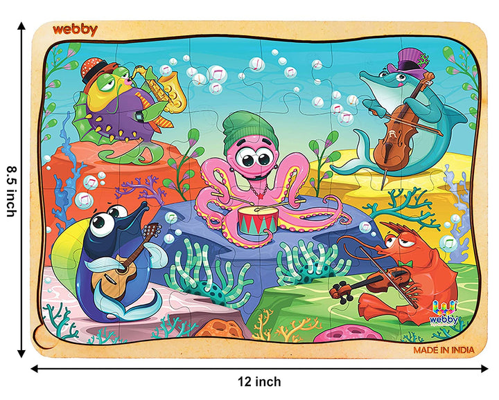 Webby Underwater Orchestra Wooden Jigsaw Puzzle, 24pcs, Multicolor