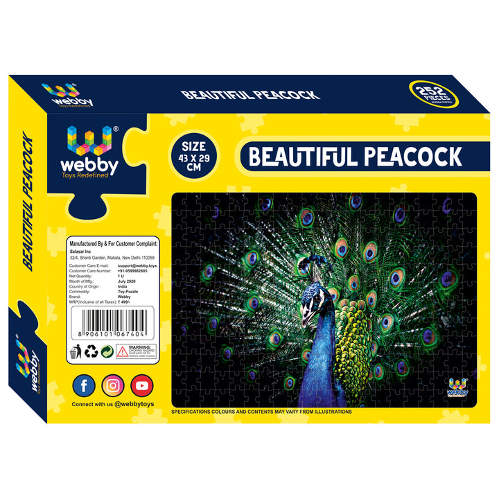Webby Beautiful Peacock Jigsaw Puzzle, 252 pieces