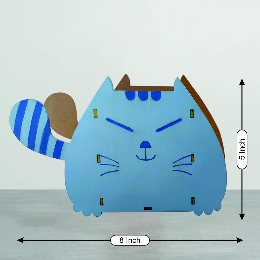 Webby DIY Build & Paint Wooden Cat Shaped Pen Stand