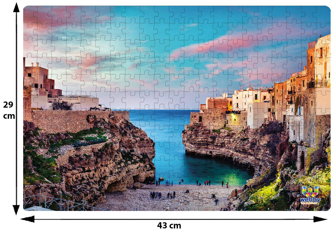 Webby Spectacular Cityscape of Polignano Wooden Jigsaw Puzzle, 252 pieces