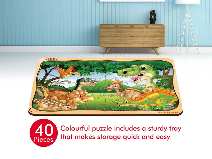 Webby Dinosaur Wooden Floor Puzzle, 40 Pcs