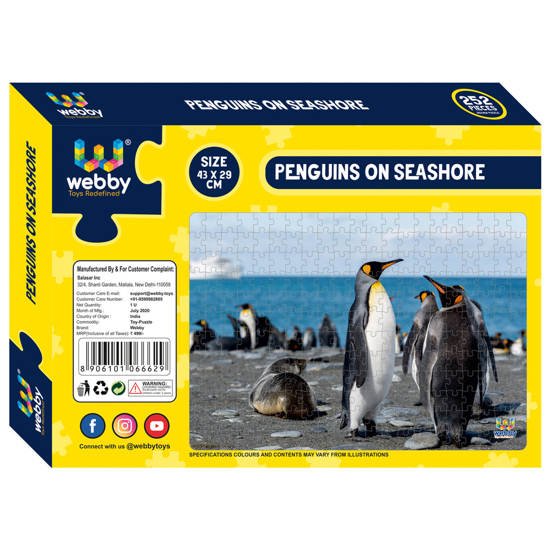 Webby Penguins on Seashore Jigsaw Puzzle, 252 pieces