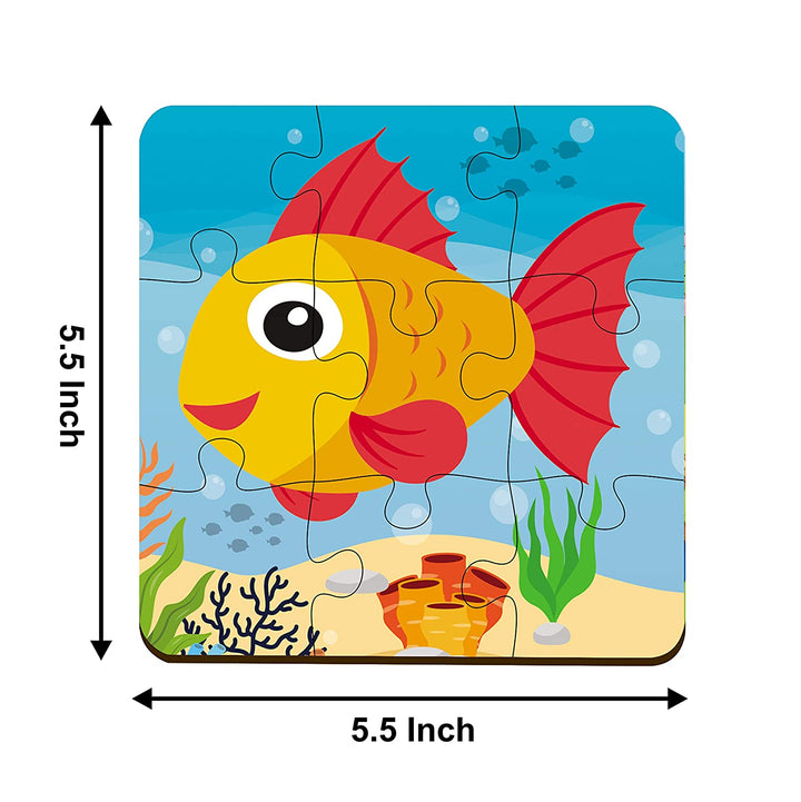 Webby 4 in 1 Sea Creatures Wooden Puzzle Toy, 36 Pcs
