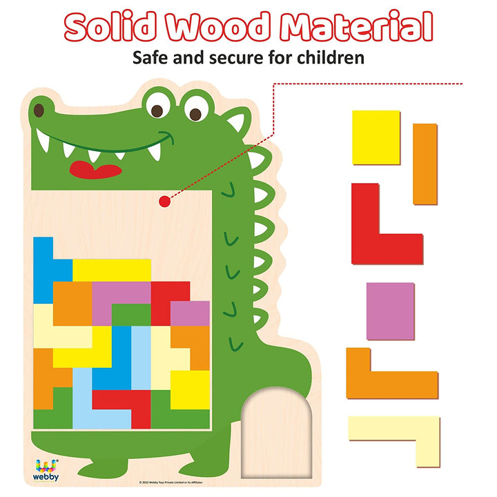 Webby Wooden Alligator Tetris Brain Teaser Puzzle