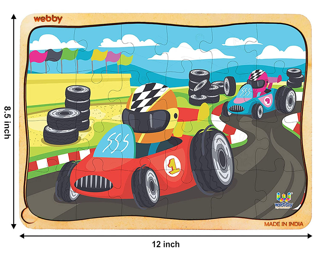 Webby The Go Kart Racing Wooden Jigsaw Puzzle, 24Pcs, Multicolor