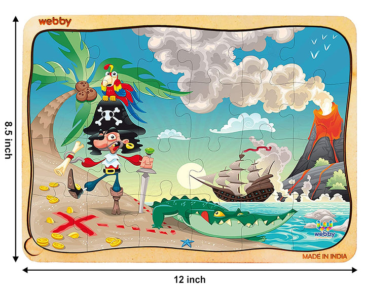 Webby Pirate Scene Wooden Jigsaw Puzzle, 24pcs, Multicolor