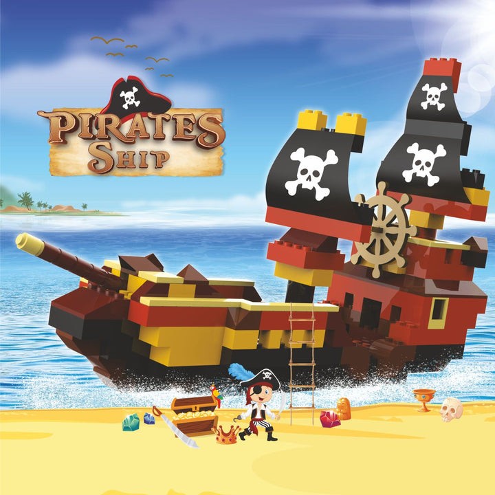 Webby Pirates Ship ABS Building Blocks Kit, (224 Pcs)