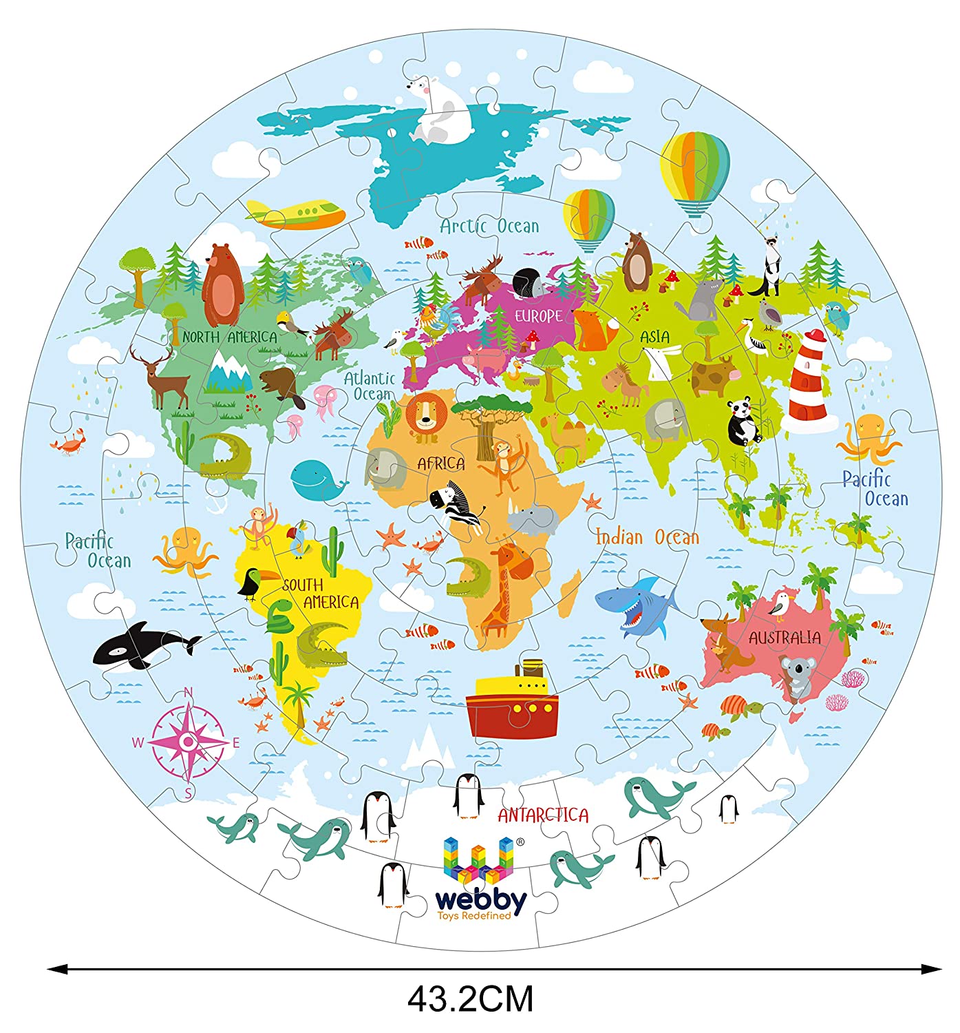 Webby World Map Jigsaw Floor Puzzle , 60 Pcs – Webby Toys