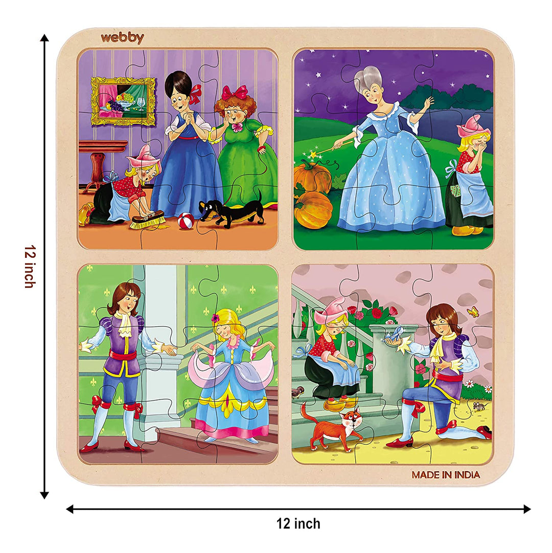 Webby 4 in 1 Wooden Cinderella Puzzle Toy, 36 Pcs