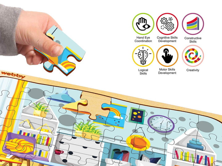 Webby Kids Room Wooden Floor Puzzle, 40 Pcs