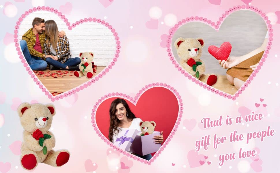 Webby Soft Cute Teddy Bear With Rose Flower