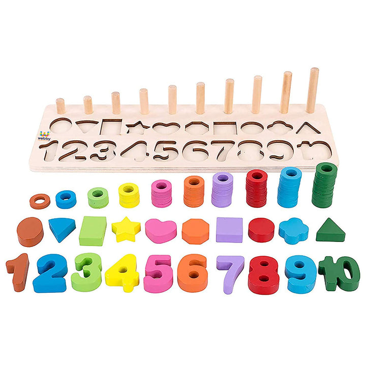 Webby Wooden Educational Learning Numbers and Shapes Puzzle Game for Kids
