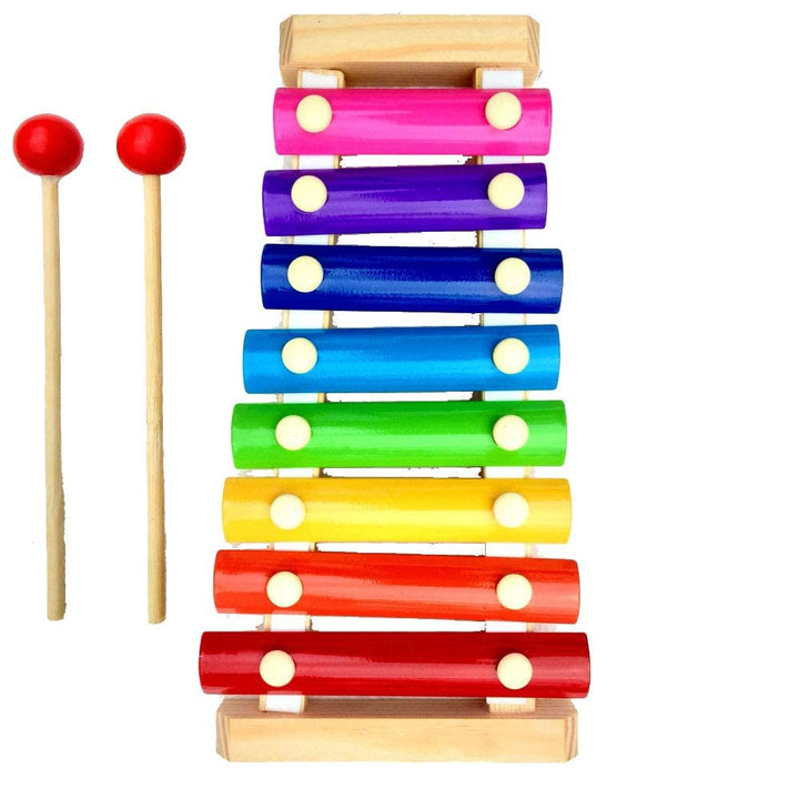Webby Colorful Hand Knock Xylophone Toy with 8 Different Tones and 2 Wooden Mallets for Kids