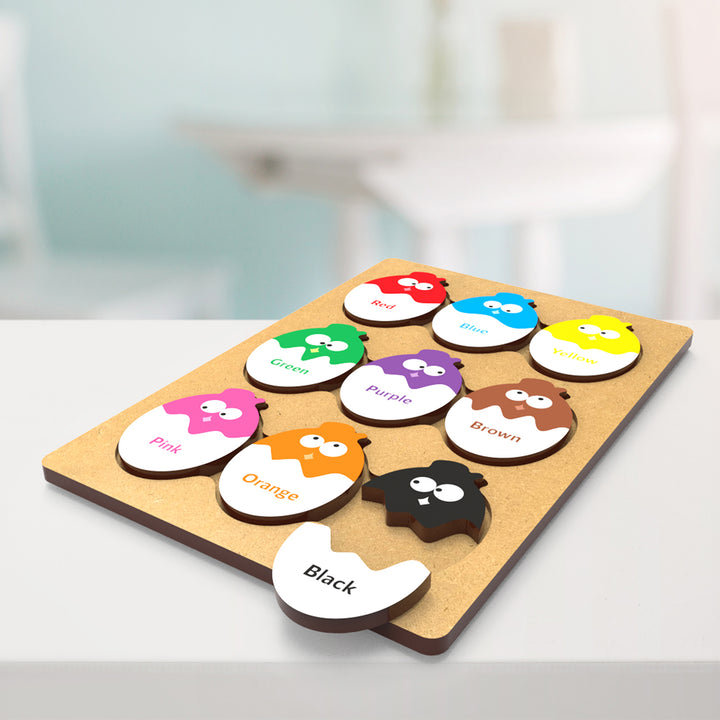 Webby Educational Egg Shaped Colours Wooden Puzzle, 9 Pcs
