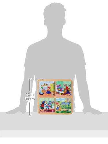 Webby 4 in 1 The Three Little Pigs Wooden Puzzle Toy, 36 Pcs