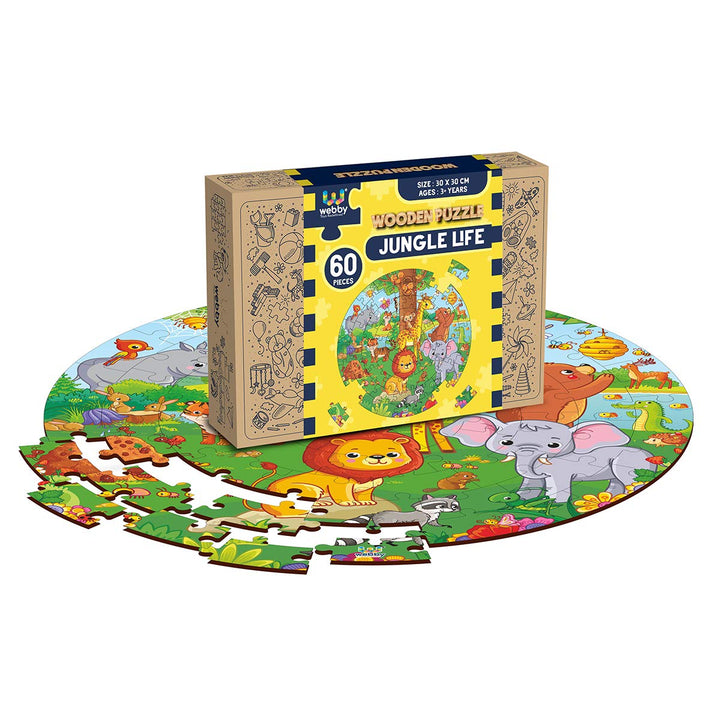 Webby Wooden Jigsaw Puzzles for Kids, 60 Pcs