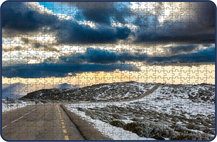 Webby The Snowy Road in Portugal Wooden Jigsaw Puzzle, 500 pieces