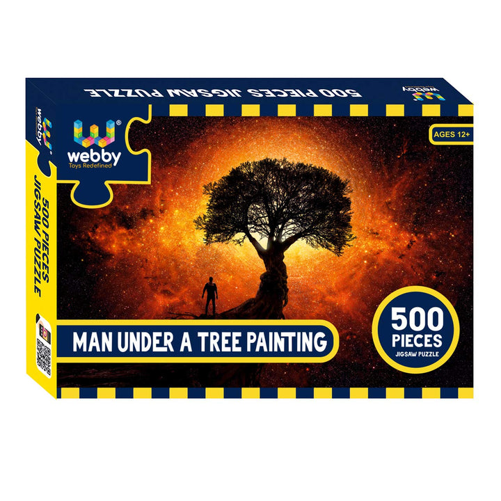 Webby Man Under a Tree Painting Wooden Jigsaw Puzzle, 500 pieces