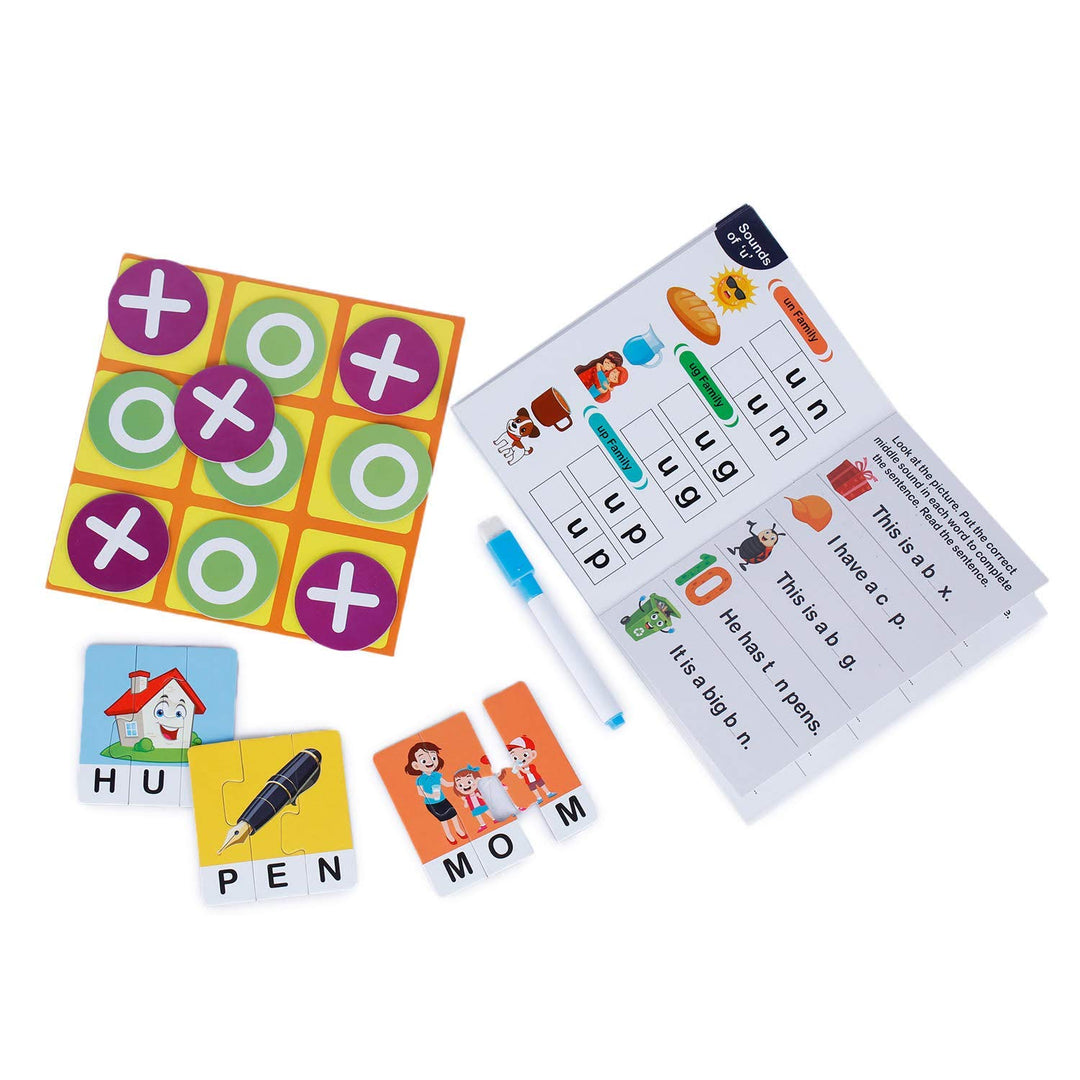 Webby Learn Words with Vowels Jigsaw Puzzle with Activity Book, 90 Pcs
