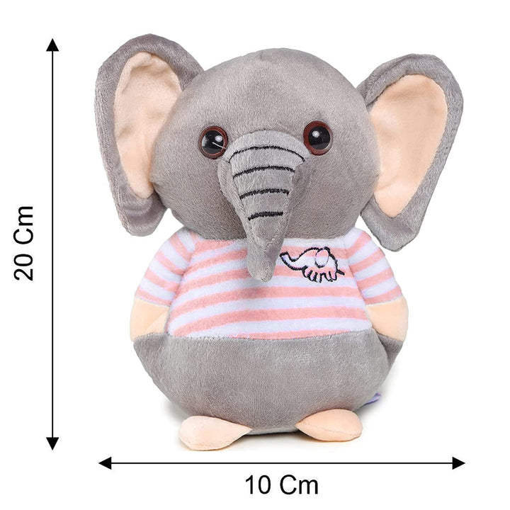 Webby Soft Animal Plush Elephant Toy 20cm, Grey and Pink
