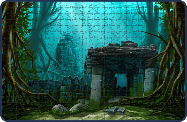Webby Underwater Ancient Town Ruins Painting Wooden Jigsaw Puzzle, 500 pieces