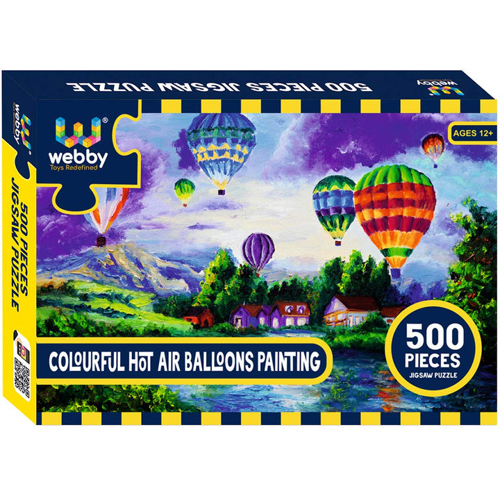 Webby Colourful Hot Air Balloons Painting Wooden Jigsaw Puzzle, 500 pieces