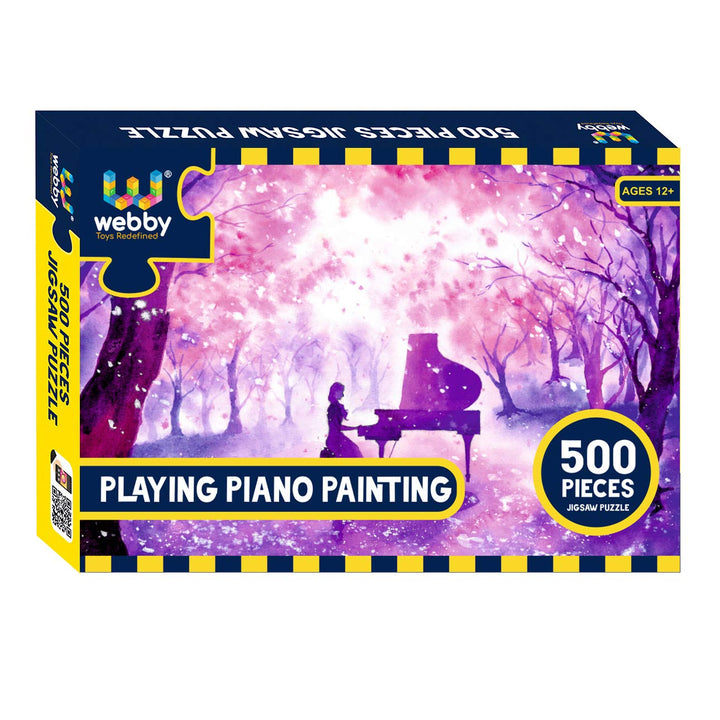 Webby Playing Piano Painting Wooden Jigsaw Puzzle, 500 pieces