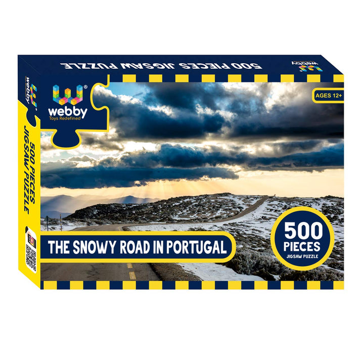 Webby The Snowy Road in Portugal Wooden Jigsaw Puzzle, 500 pieces