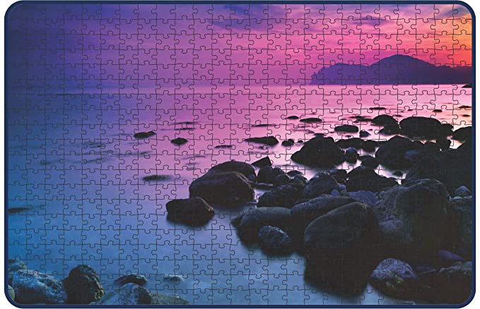 Webby Sunset Over a Rocky Coast Wooden Jigsaw Puzzle, 500 pieces
