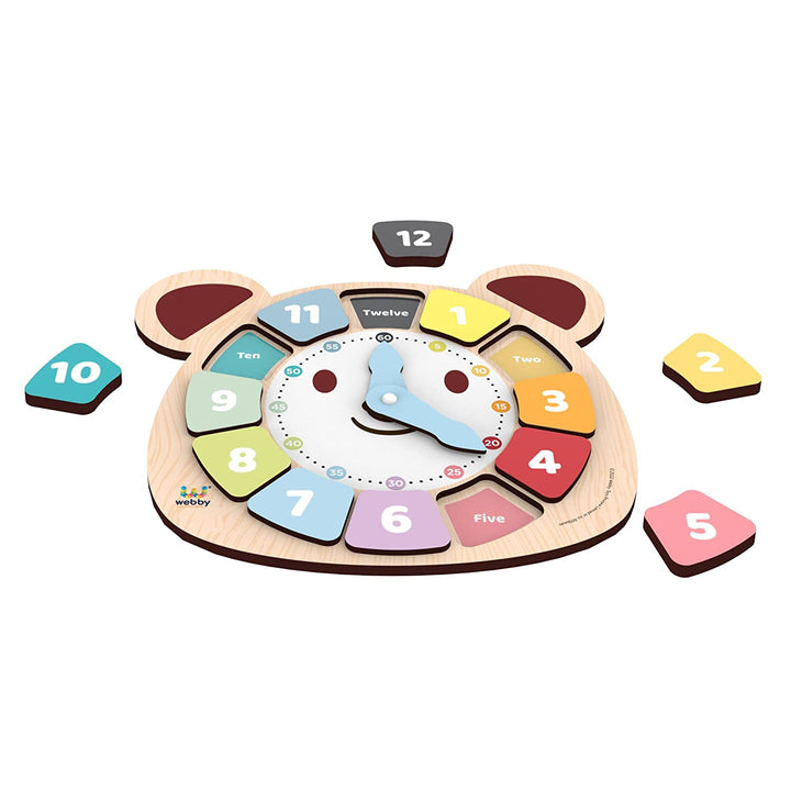 Webby Wooden Bear Educational Learning Clock Toy