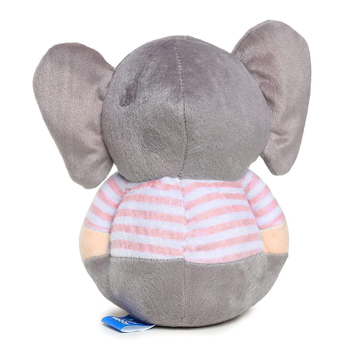 Webby Soft Animal Plush Elephant Toy 20cm, Grey and Pink