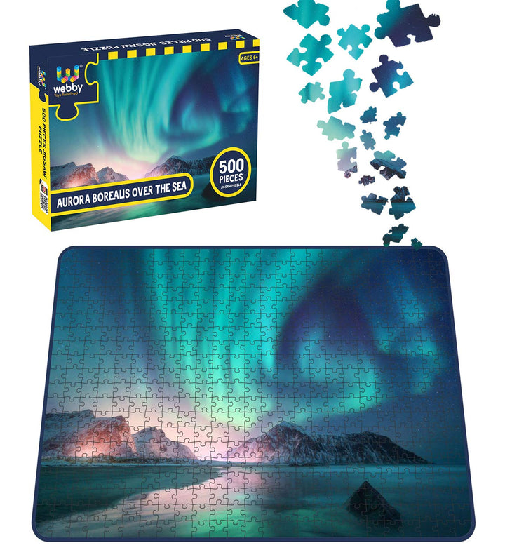 Webby Aurora Borealis Over The Sea Wooden Jigsaw Puzzle, 500 pieces