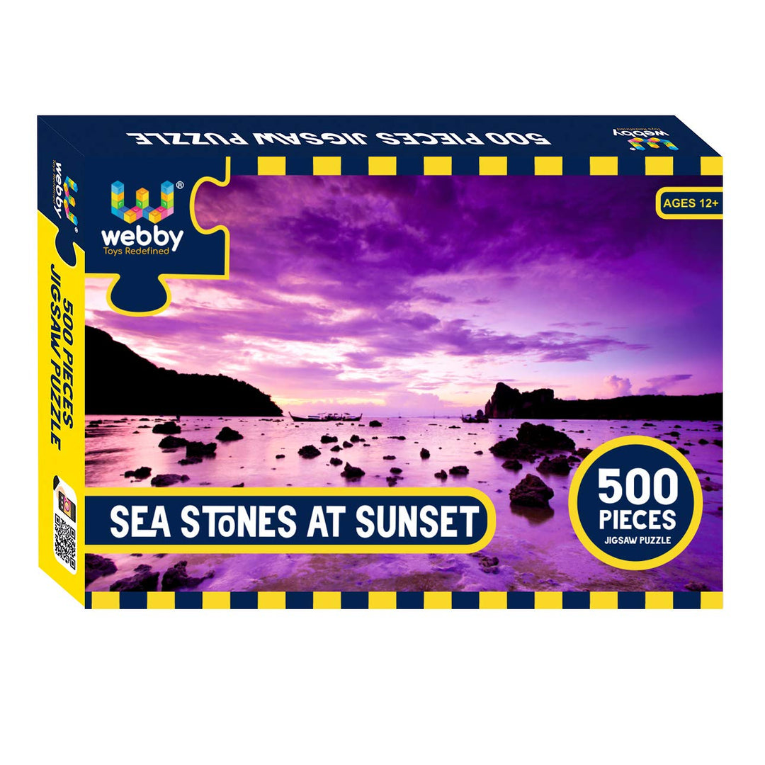 Webby Sea stones at Sunset Wooden Jigsaw Puzzle, 500 pieces