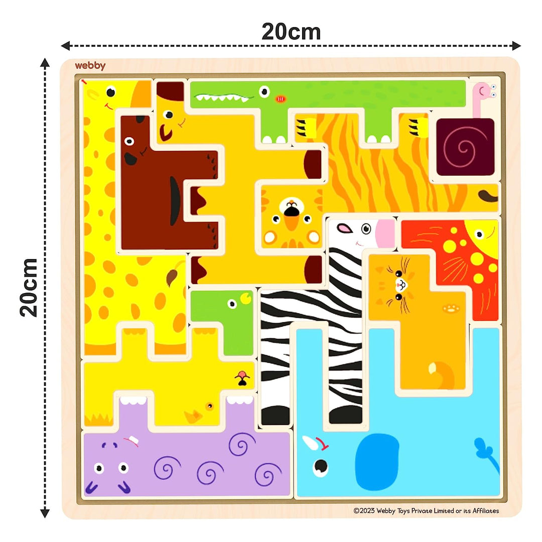 Webby Wooden Animal Puzzle Tetris Brain Teaser