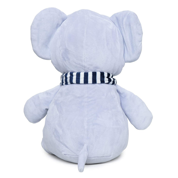 Webby Soft Seated Animal Plush Elephant Toy, Blue 28cm