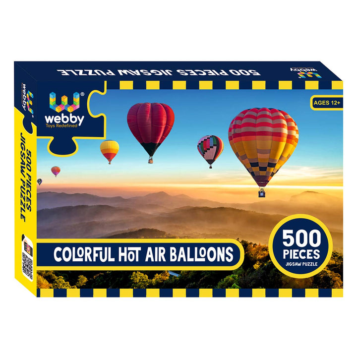 Webby Colorful Hot Air Balloons Wooden Jigsaw Puzzle, 500 pieces