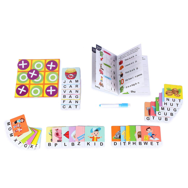 Webby Learn Words with Vowels Jigsaw Puzzle with Activity Book, 90 Pcs
