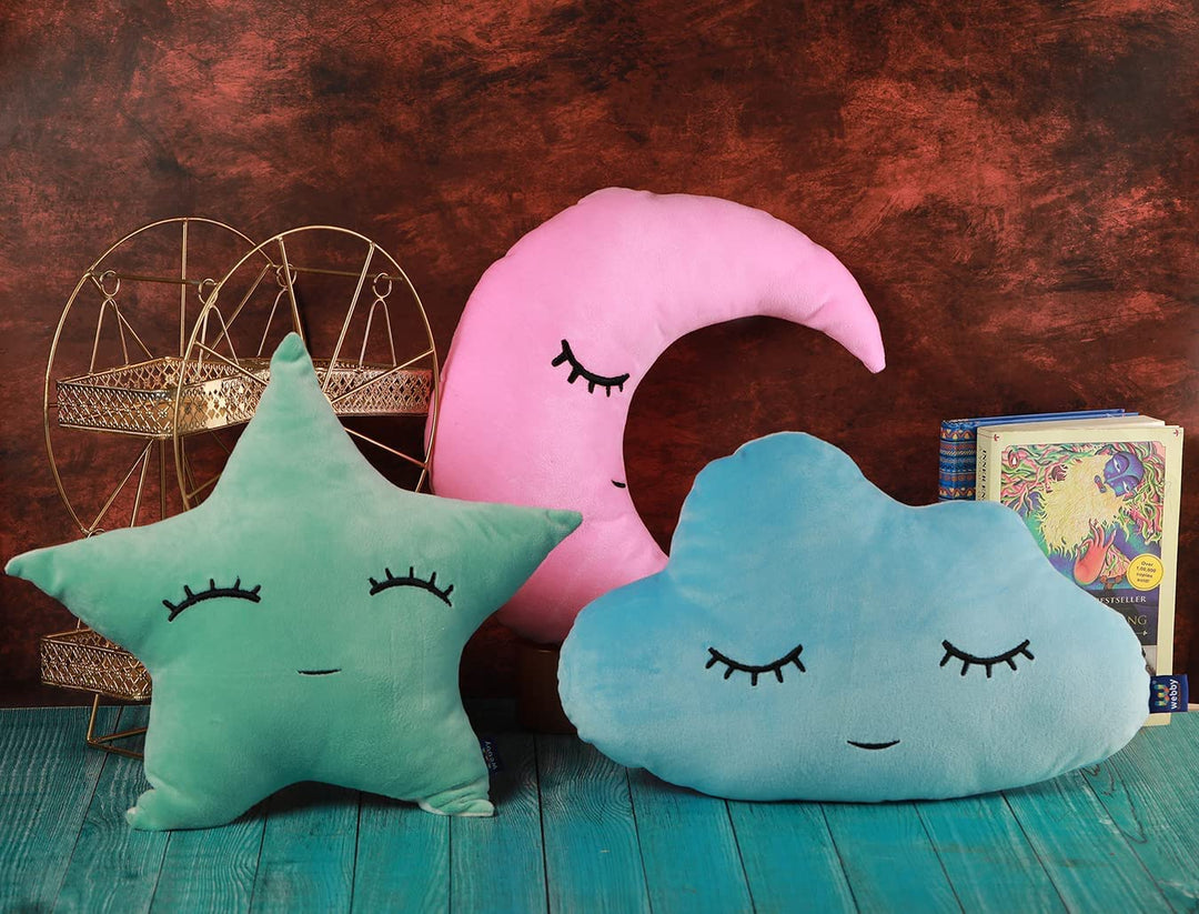 Webby Combo of Cute Star, Cloud and Moon Plush Pillows Stuffed Toy