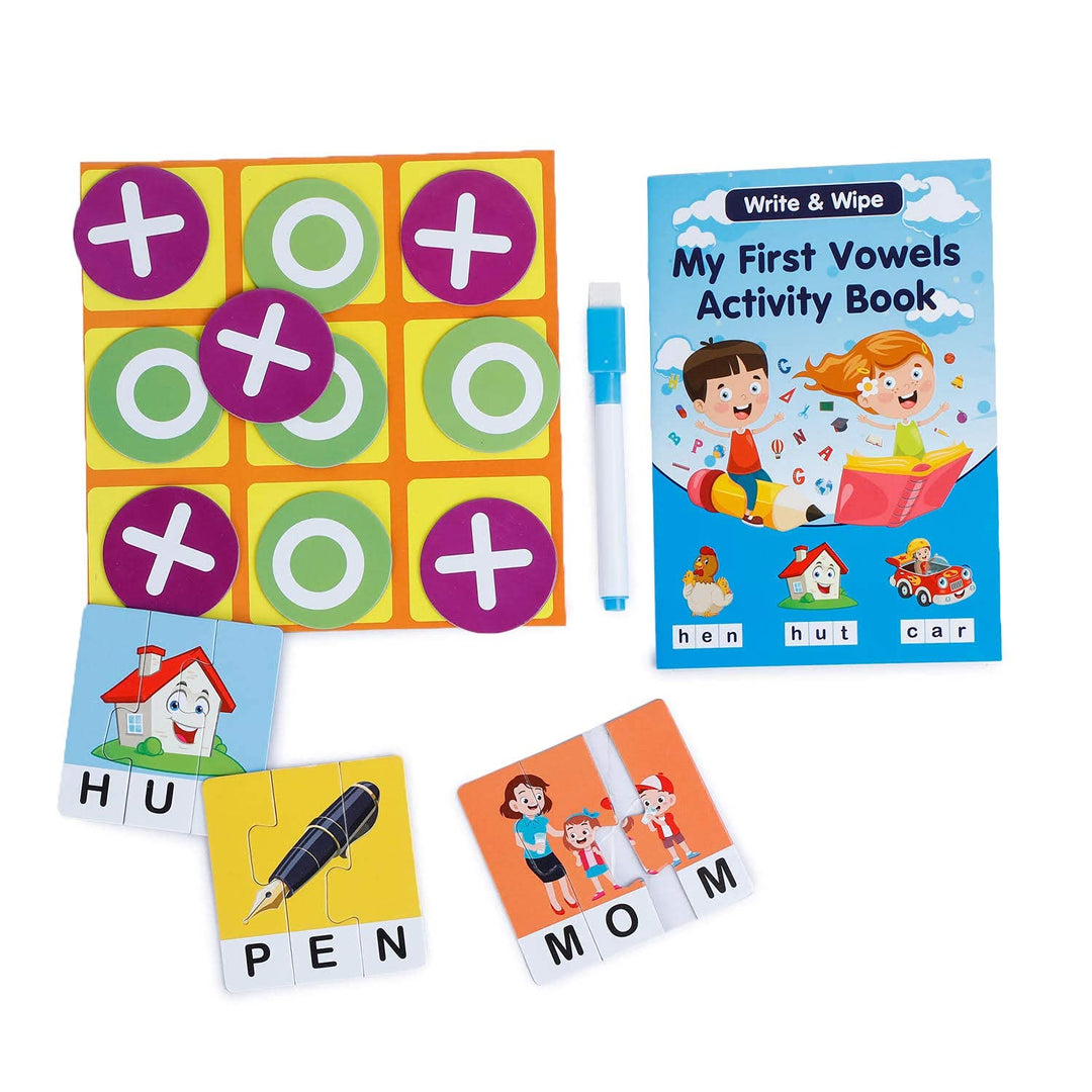 Webby Learn Words with Vowels Jigsaw Puzzle with Activity Book, 90 Pcs