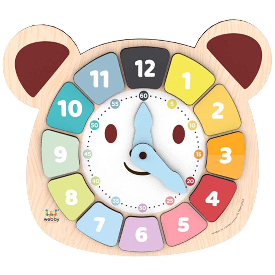 Webby Wooden Bear Educational Learning Clock Toy