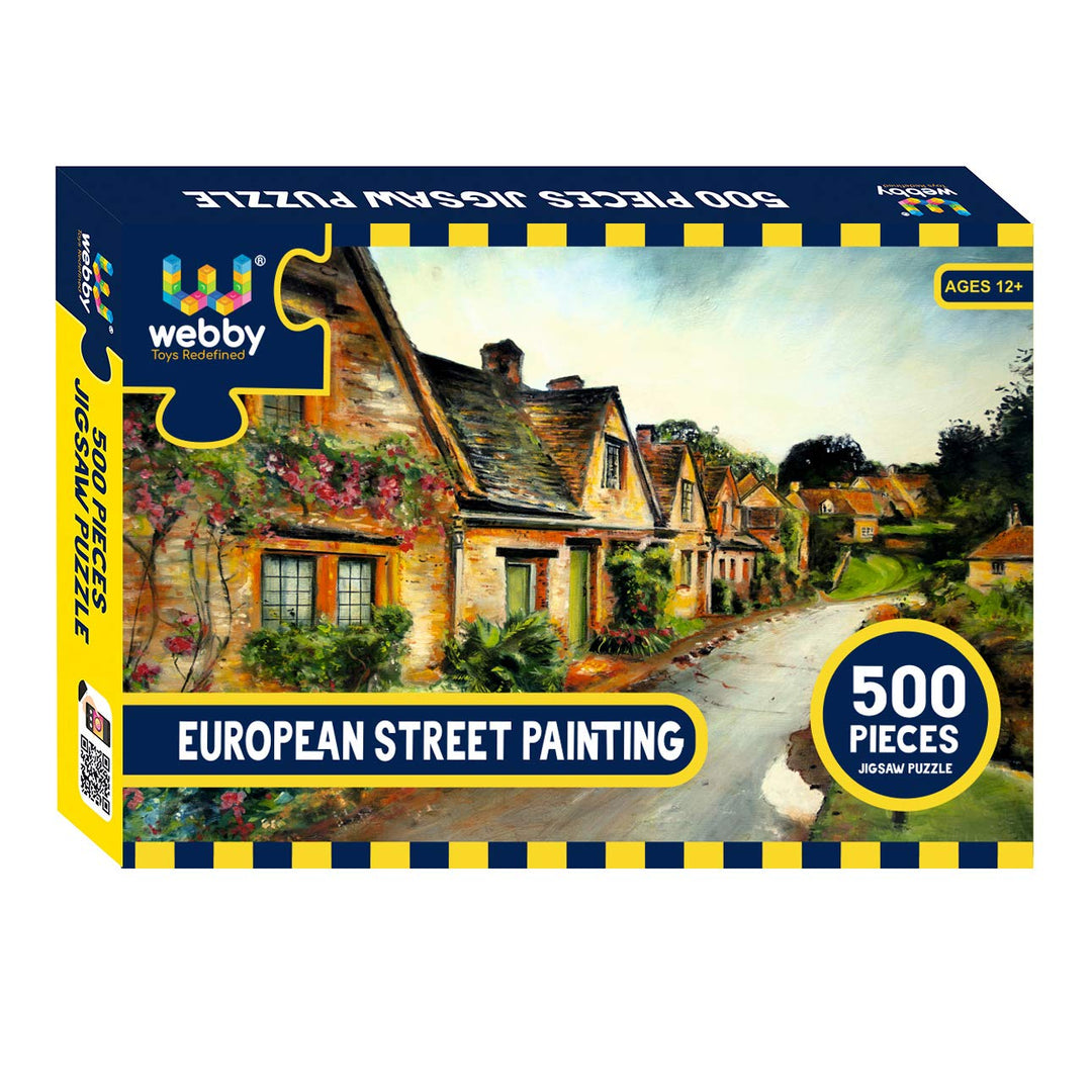 Webby European Street Painting Wooden Jigsaw Puzzle, 500 pieces