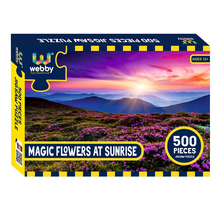 Webby Magic Flowers at Sunrise Wooden Jigsaw Puzzle, 500 pieces