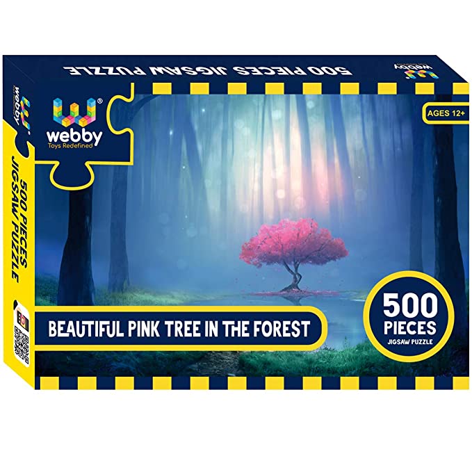 Webby Beautiful Pink Tree in the Forest Wooden Jigsaw Puzzle, 500 pieces