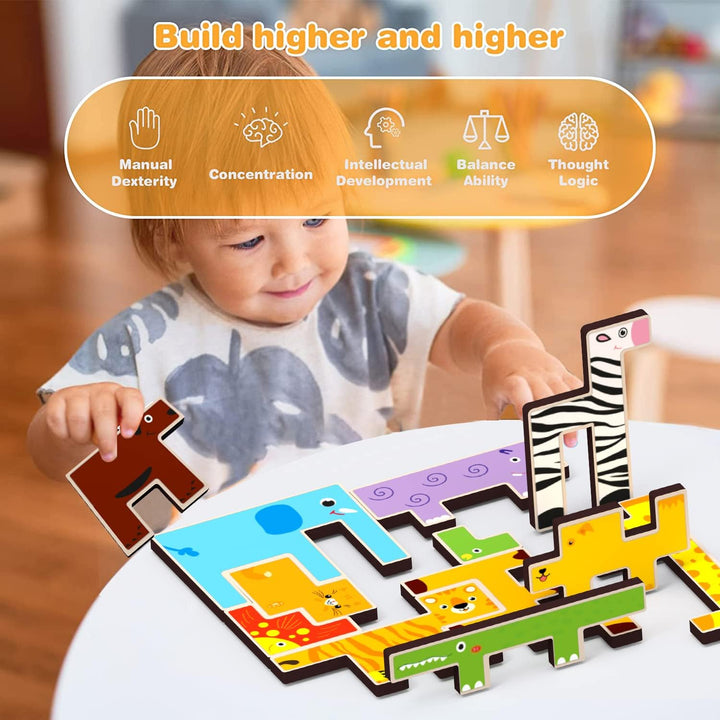 Webby Wooden Animal Puzzle Tetris Brain Teaser