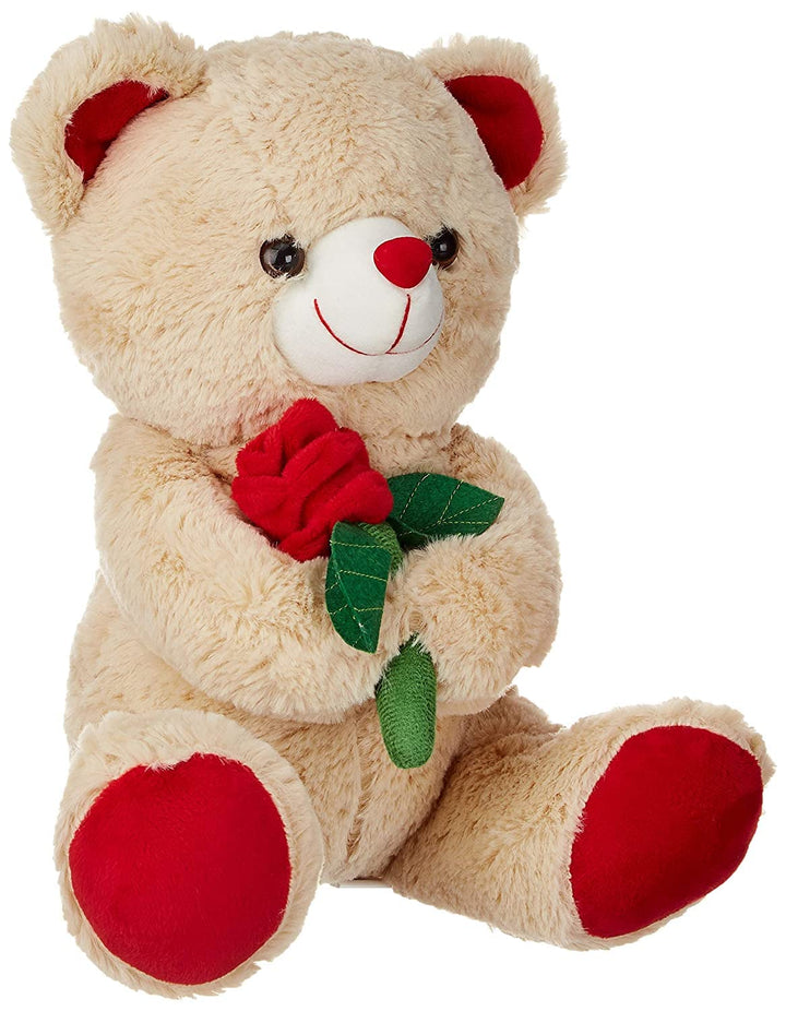 Webby Soft Cute Teddy Bear With Rose Flower