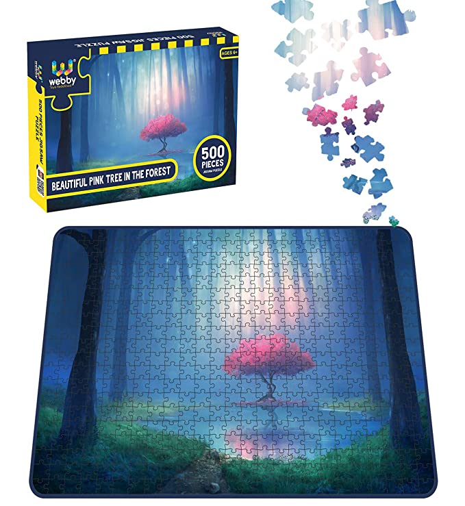 Webby Beautiful Pink Tree in the Forest Wooden Jigsaw Puzzle, 500 pieces