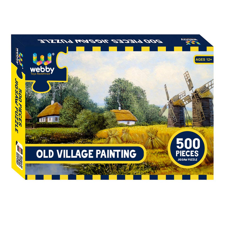 Webby Old Village Painting Wooden Jigsaw Puzzle, 500 pieces