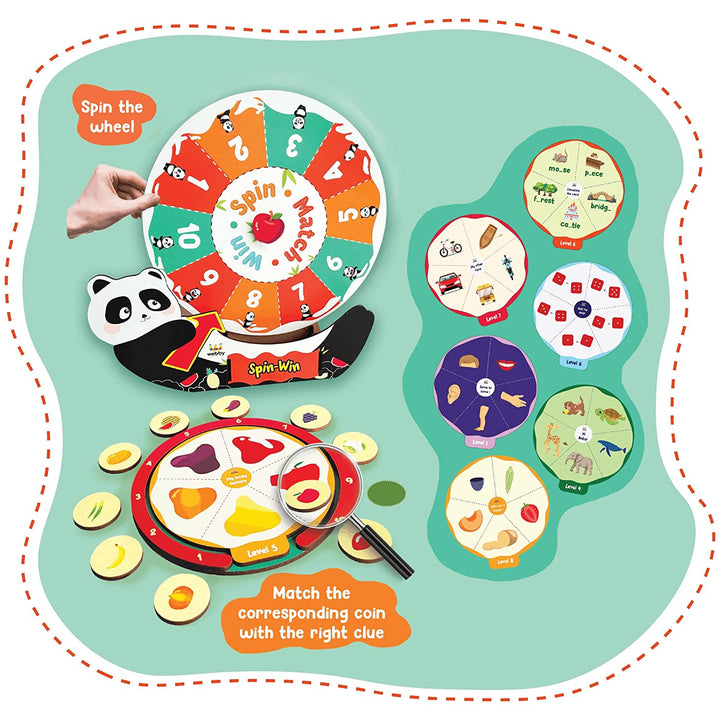 Webby Wooden Spin Win - Spin, Match & Win Educational Game